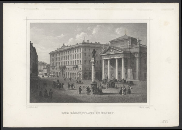 Rorich nach Ludwig Rohbock - Der Börsenplatz in Triest - Stahlstich - 1. Hälfte 19. Jhd.