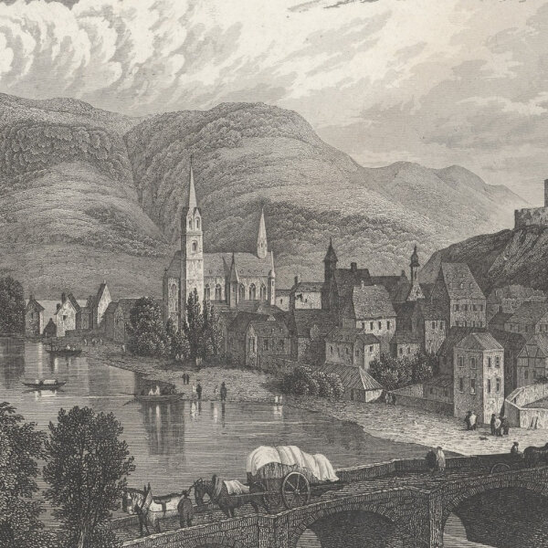 Ernst Friedrich Grünewald - Bingen - Stahlstich - 1. Hälfte 19. Jhd.