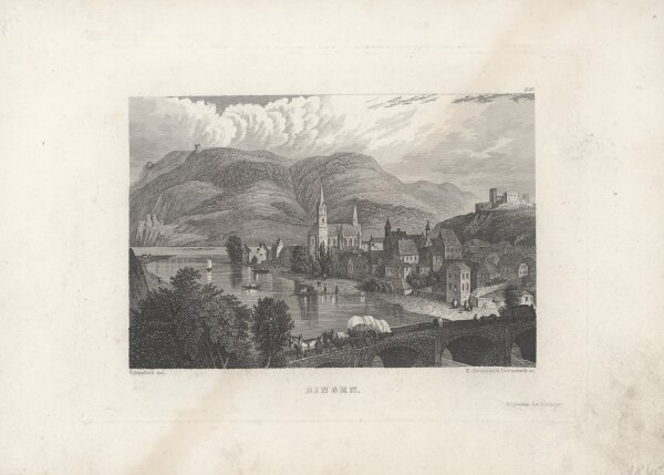 Ernst Friedrich Grünewald - Bingen - Stahlstich - 1. Hälfte 19. Jhd.