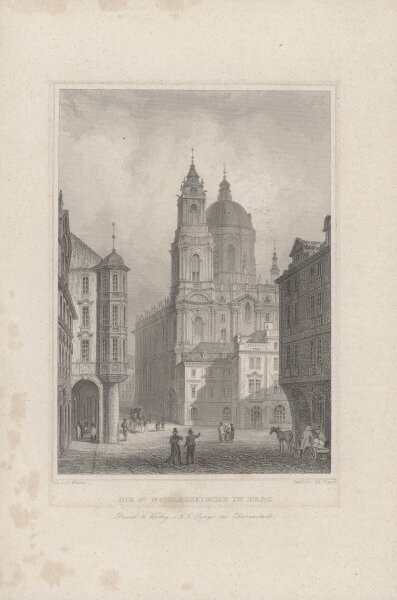 Johann Gabriel Friedrich Poppel - Die St. Nicolauskirche in Prag - Stahlstich - 1. Hälfte 19. Jhd.