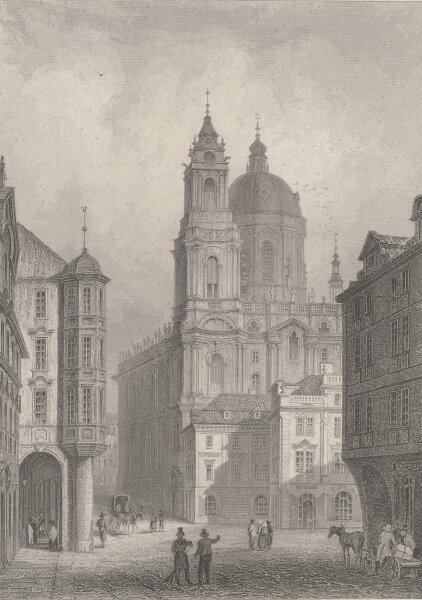 Johann Gabriel Friedrich Poppel - Die St. Nicolauskirche in Prag - Stahlstich - 1. Hälfte 19. Jhd.