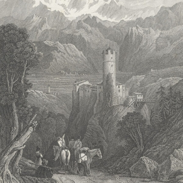 Johann Georg Martini - Veste Klumm im Innthale in Tyrol - Stahlstich - 1. Hälfte 19. Jhd.