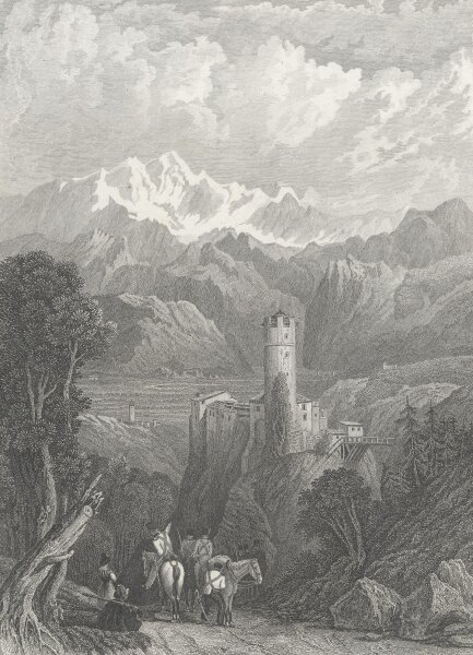 Johann Georg Martini - Veste Klumm im Innthale in Tyrol - Stahlstich - 1. Hälfte 19. Jhd.