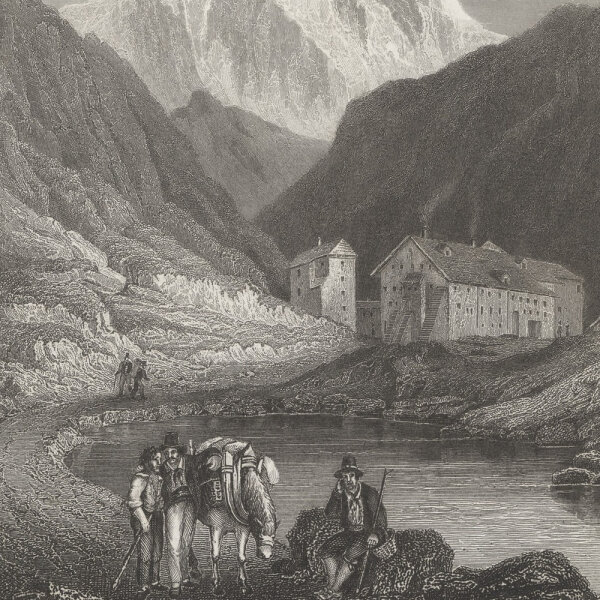 Unbekannt - Das Hospiz auf dem grossen St. Bernhardt - Stahlstich - 1. Hälfte 19. Jhd.