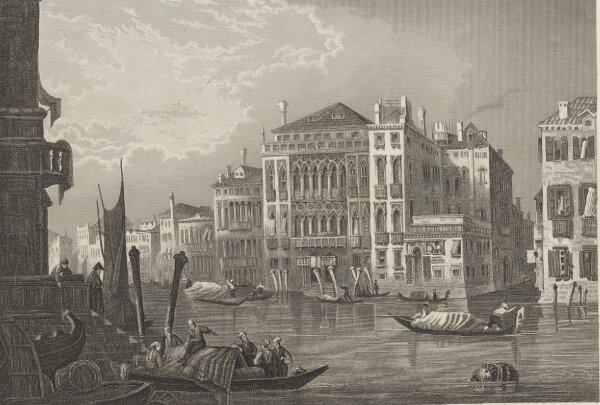Unbekannt - Palast Barbarigo und Pisani in Venedig - Stahlstich - Erste Hälfte 19. Jhd.