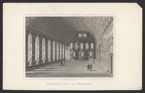 Johann Gabriel Friedrich Poppel - Rathhaus-Saal zu Nürnberg - Stahlstich - Erste Hälfte 19. Jhd.