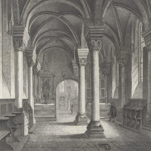 Johann Gabriel Friedrich Poppel - Die Euchariuskapelle zu St. Aegidien in Nürnberg - Stahlstich - Erste Hälfte 19. Jhd.