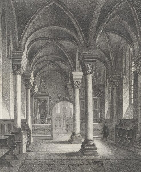 Johann Gabriel Friedrich Poppel - Die Euchariuskapelle zu St. Aegidien in Nürnberg - Stahlstich - Erste Hälfte 19. Jhd.