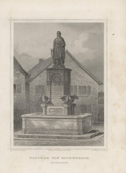 Eduard Wagner - Wolfram von Eschenbach. Eschenbach - Stahlstich - Zweite Hälfte 19. Jhd.