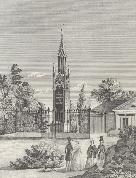 Peter Röhrich - Denkmal der Schlacht bei St. Jakob unweit Basel - Stahlstich - Erste Hälfte 19. Jhd.