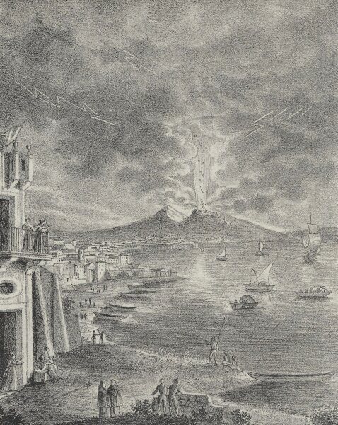 ? Gabriel - Der Vesuv beim Ausbruche im Jahre 1822 - Lithographie - Erste Hälfte 19. Jhd.