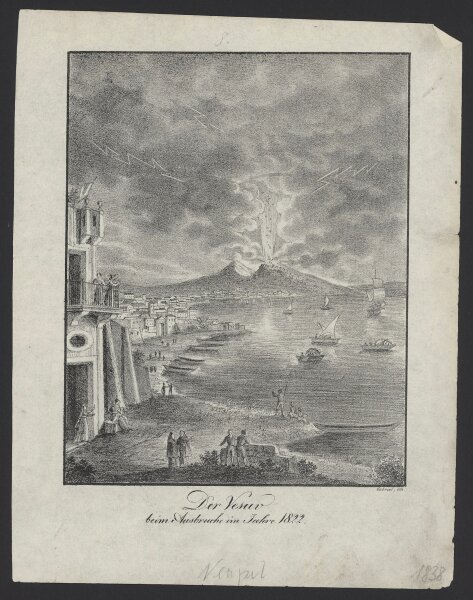 ? Gabriel - Der Vesuv beim Ausbruche im Jahre 1822 - Lithographie - Erste Hälfte 19. Jhd.