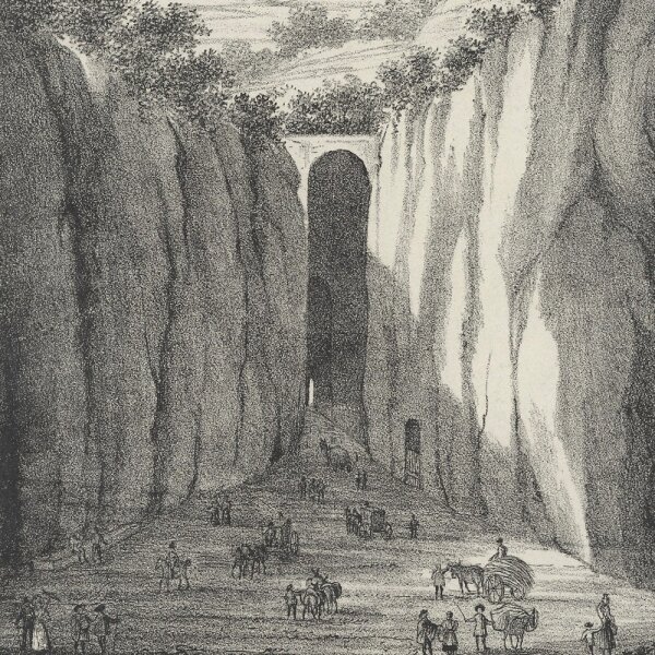 Unbekannt - Die Grotte von Posilippo - Lithographie - Erste Hälfte 19. Jhd.