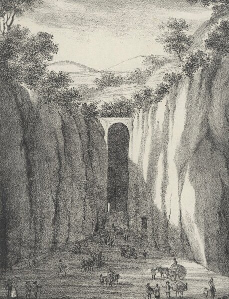 Unbekannt - Die Grotte von Posilippo - Lithographie - Erste Hälfte 19. Jhd.
