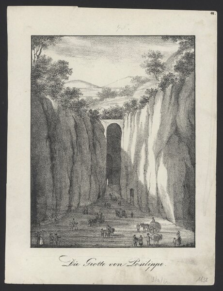 Unbekannt - Die Grotte von Posilippo - Lithographie - Erste Hälfte 19. Jhd.