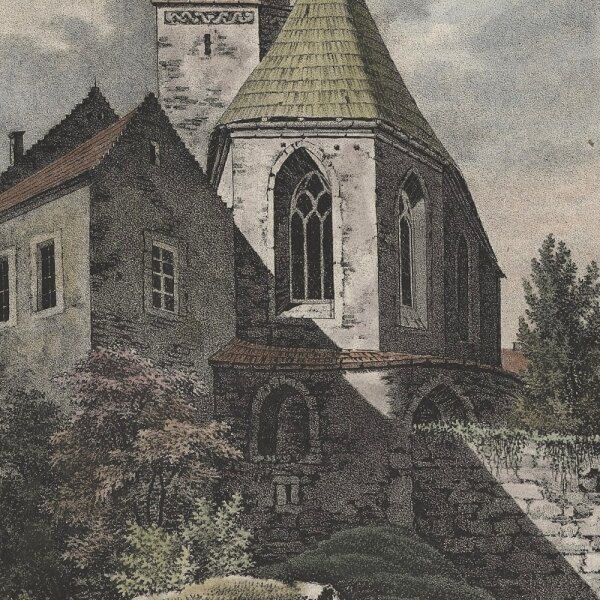 Unbekannt - Die wendische Kirche zu Löbau - Kolorierte Lithographie - Erste Hälfte 19. Jhd.
