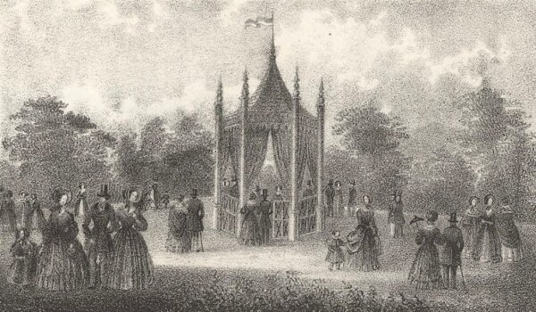 G. Waage - Die Wiesenquelle in Franzensbad - Lithographie - Erste Hälfte 19. Jhd.