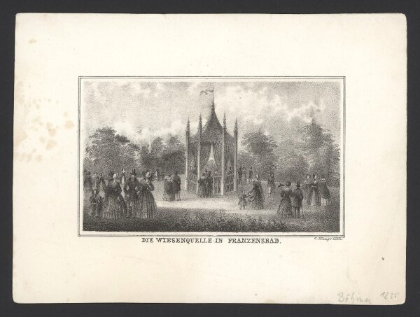 G. Waage - Die Wiesenquelle in Franzensbad - Lithographie - Erste Hälfte 19. Jhd.