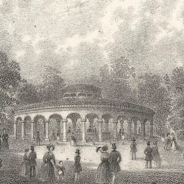 G. Waage - Die Louisenquelle in Franzensbad - Lithographie - Erste Hälfte 19. Jhd.