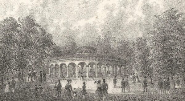 G. Waage - Die Louisenquelle in Franzensbad - Lithographie - Erste Hälfte 19. Jhd.