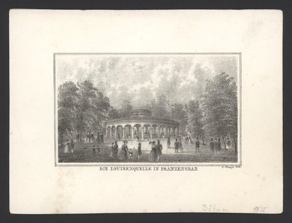 G. Waage - Die Louisenquelle in Franzensbad - Lithographie - Erste Hälfte 19. Jhd.