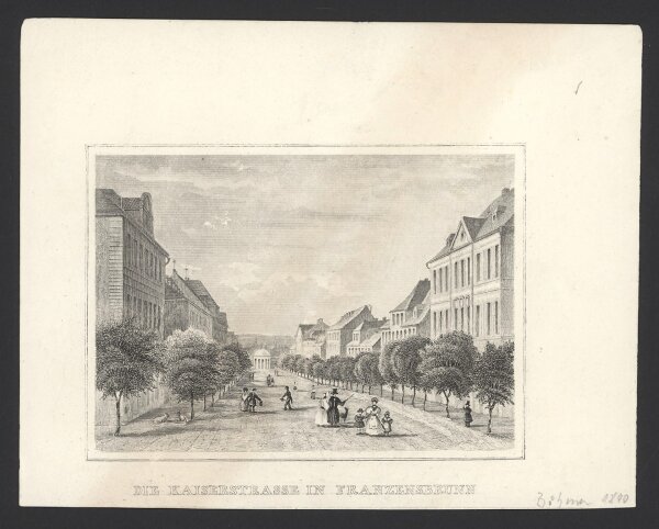 Unbekannt - Die Kaiserstrasse in Franzensbrunn - Stahlstich - Erste Hälfte 19. Jhd.