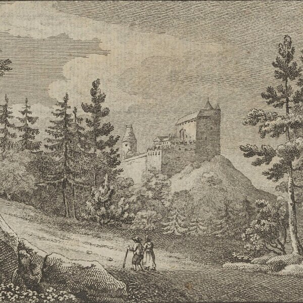 Martin Pöltzel - Bergschlos Sebenstein bey Neustadt - Kupferstich - Erste Hälfte 19. Jhd.