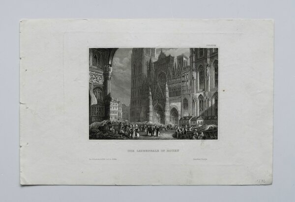 Bibliographisches Institut in Hildburghausen - Die Kathedrale in Rouen - Stahlstich - um 1850