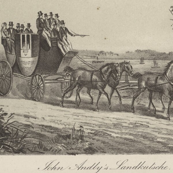 Albert Borcherdt - John Andlys Landkutsche - Stahlstich - um 1890