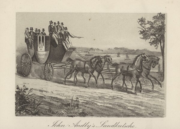 Albert Borcherdt - John Andlys Landkutsche - Stahlstich - um 1890