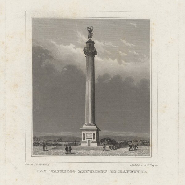Albert Henry Payne - Das Waterloo Monument zu Hannover - Stahlstich - um 1850