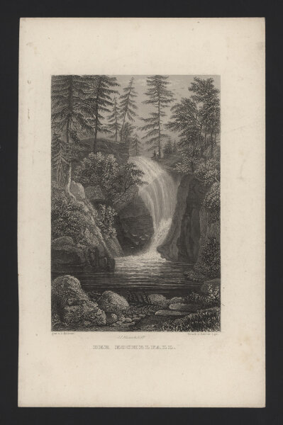 Ludwig Richter - Der Kochelfall - Stahlstich - um 1840