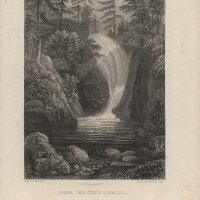 Ludwig Richter - Der Kochelfall - Stahlstich - um 1840