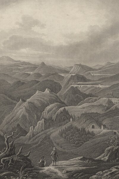 Bibliographisches Institut in Hildburghausen - Die Eisenbahn über den Semmering - Stahlstich - um 1850