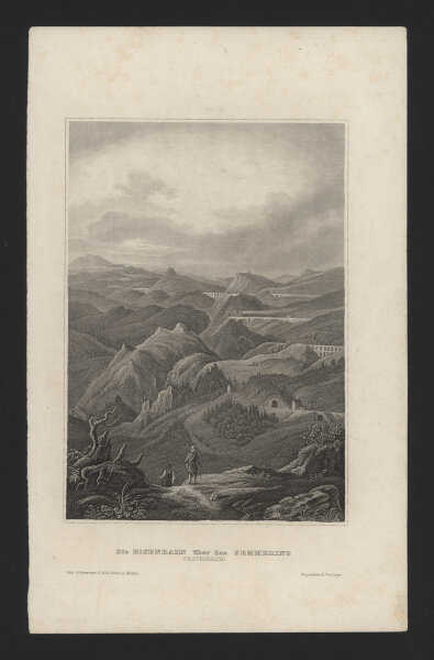 Bibliographisches Institut in Hildburghausen - Die Eisenbahn über den Semmering - Stahlstich - um 1850