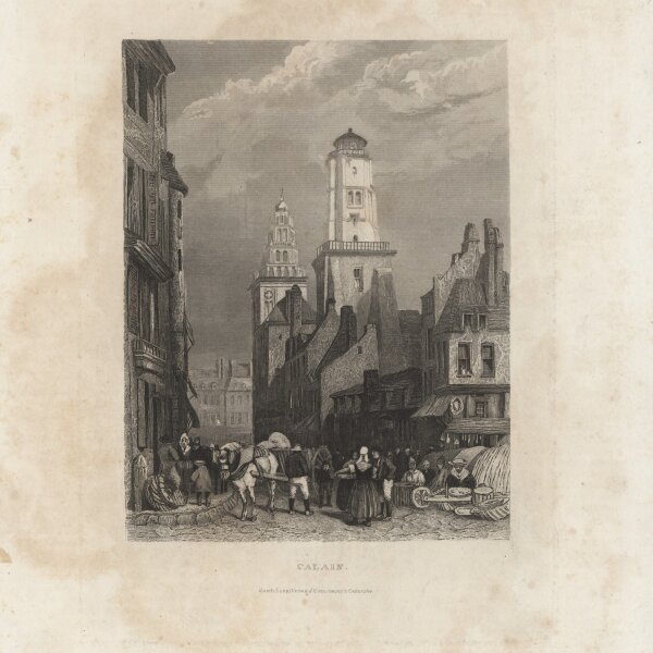 Kunst-Verlag W. Creuzbauer in Carlsruhe - Calais - Stahlstich - um 1835