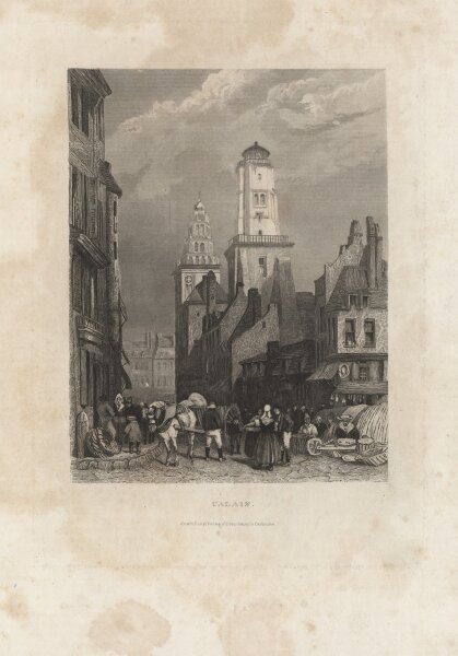 Kunst-Verlag W. Creuzbauer in Carlsruhe - Calais - Stahlstich - um 1835