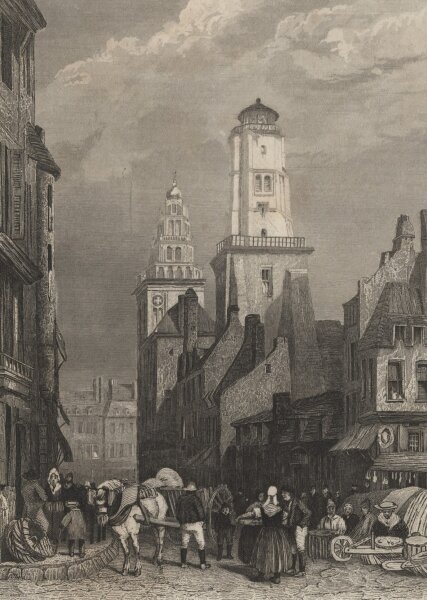 Kunst-Verlag W. Creuzbauer in Carlsruhe - Calais - Stahlstich - um 1835