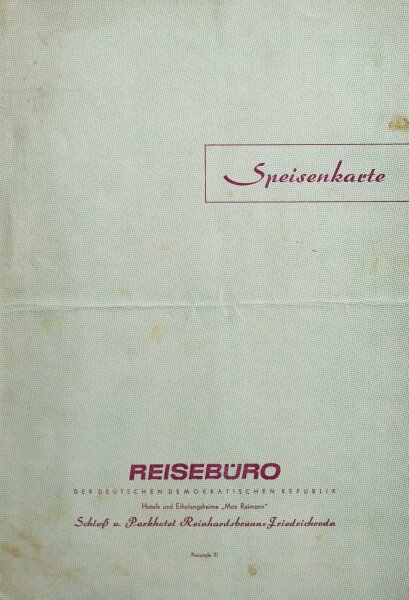 Schloss- und Parkhotel - Speisekarte - Offset - um 1960