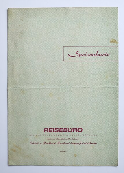 Schloss- und Parkhotel - Speisekarte - Offset - um 1960