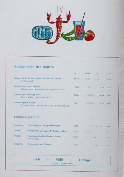 Hotel Ernst Thälmann-Haus - Speisenkarte - Offset - 26.1.1973