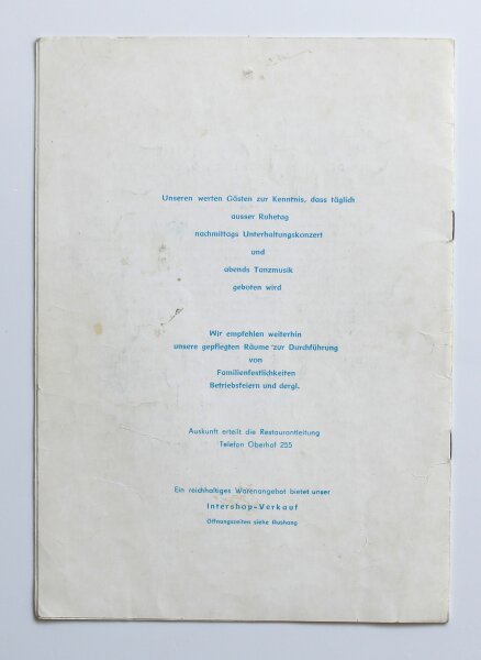 Hotel Ernst Thälmann-Haus - Speisenkarte - Offset - 26.1.1973
