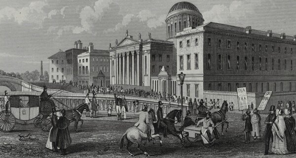 Unb - Die vier Gerichtshöfe zu Dublin - Stahlstich - um 1850
