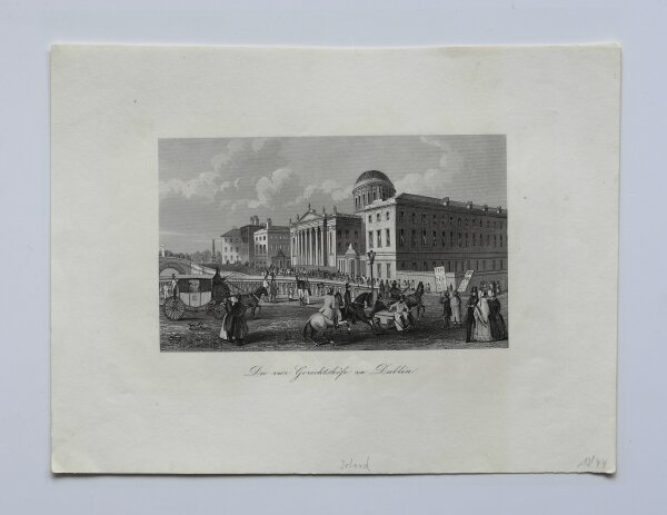 Unb - Die vier Gerichtshöfe zu Dublin - Stahlstich - um 1850