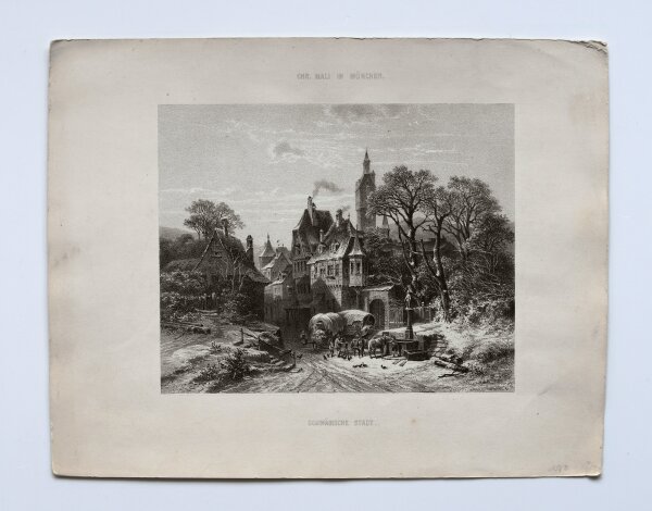 Christian Mali - Schwäbische Stadt - Stahlstich - um 1850