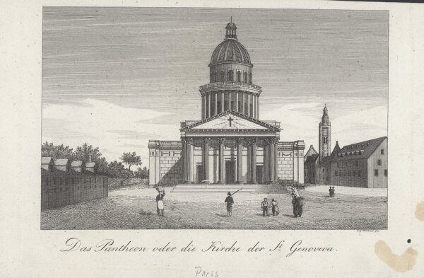 Neubauer aus Strahlheim - Pantheon oder Kirche der St. Genoveva - Kupferstich - 1837