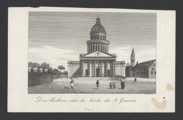 Neubauer aus Strahlheim - Pantheon oder Kirche der St. Genoveva - Kupferstich - 1837