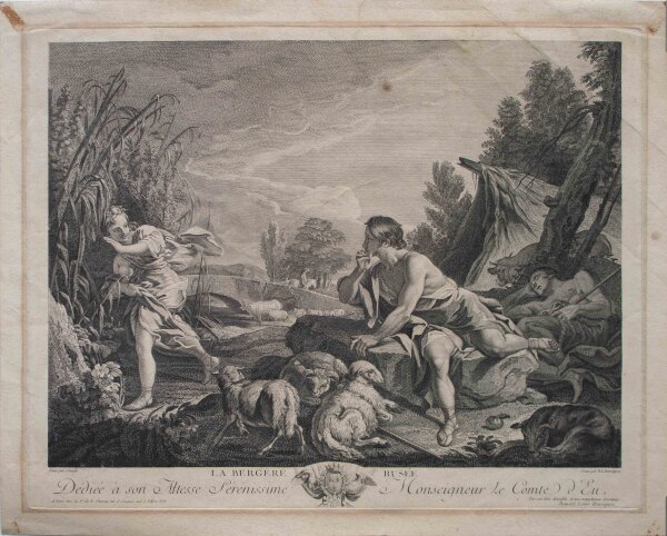 Benoît Louis Henriquez - Die listige Hirtin / La bergère rusée - vor 1800 - Kupferstich