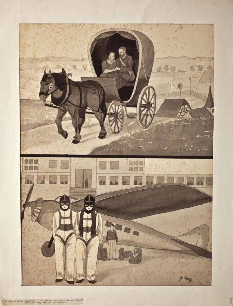 Friedrich Bach - Die Hochzeitsreise einst und jetzt - o.J. - Tusche