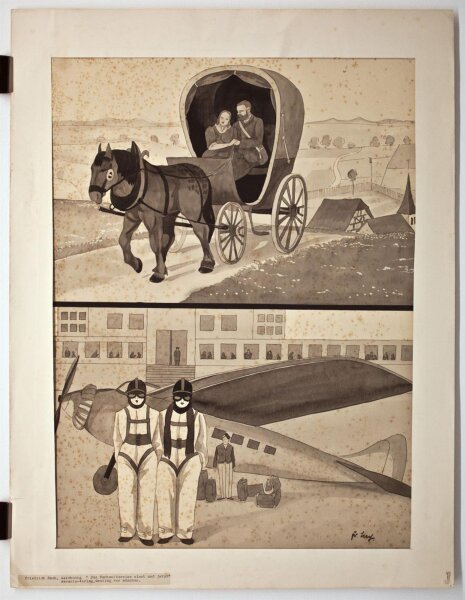 Friedrich Bach - Die Hochzeitsreise einst und jetzt - o.J. - Tusche